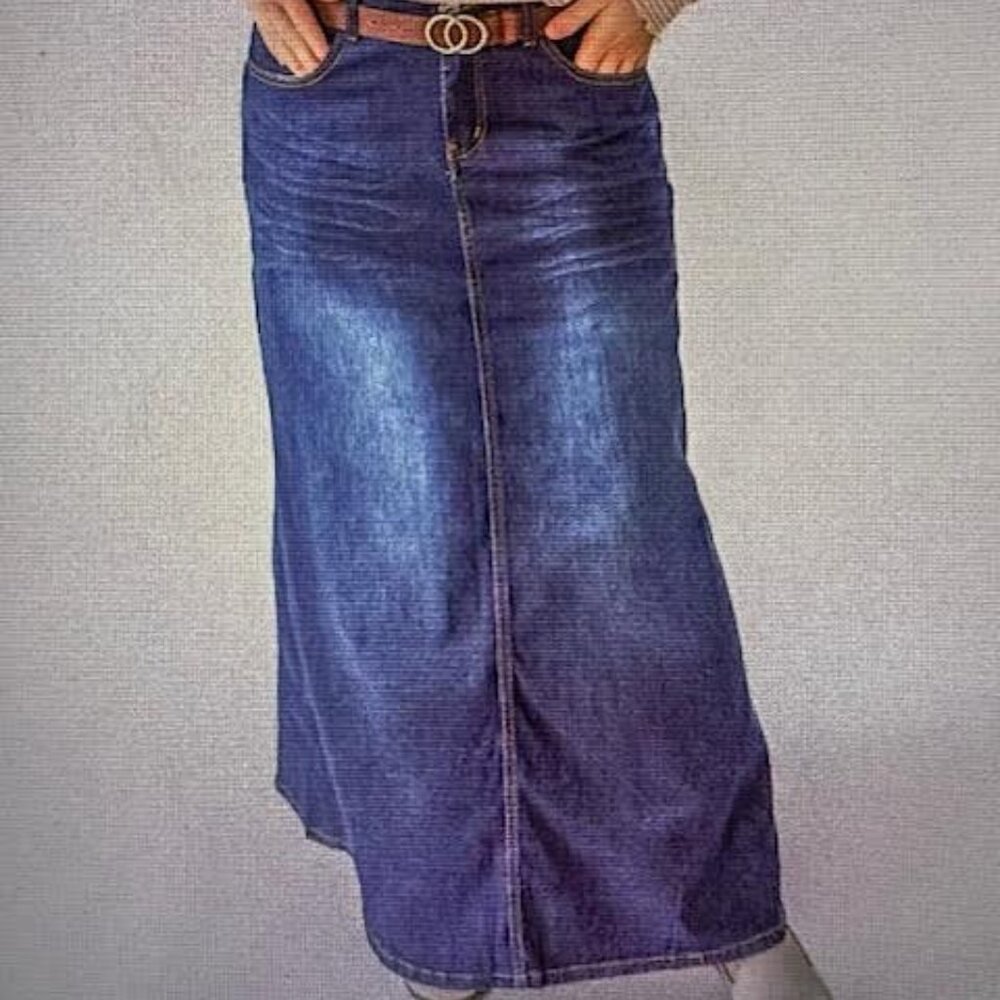 LONDYN DENIM MAXI SKIRT IN DARK WASH